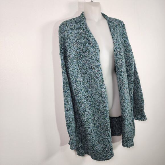 LOFT Women's Cardigan Sweater Long Sleeve Open Front Knit Large Green Multicolor - Picture 7 of 9